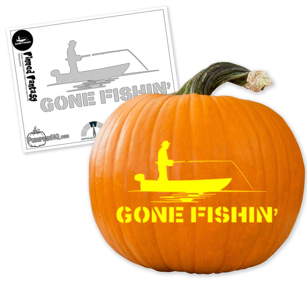 Gone Fishing Pumpkin Carving Stencil - Pumpkin HQ