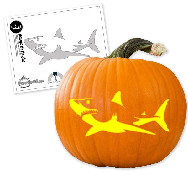 Great White Shark Pumpkin Carving Stencil - Pumpkin HQ