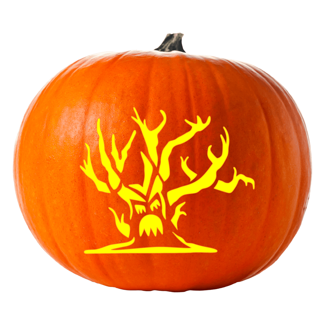 Haunted Angry Tree Pumpkin Carving Stencil - Pumpkin HQ