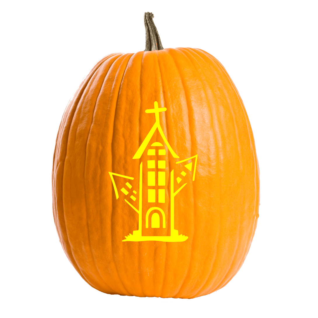 Haunted Church Pumpkin Carving Stencil - Pumpkin HQ