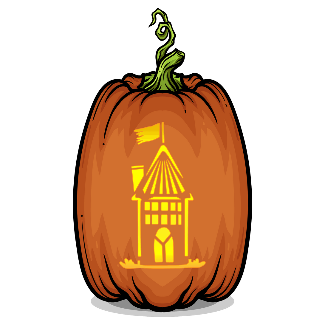 Haunted Cottage Pumpkin Carving Stencil - Pumpkin HQ