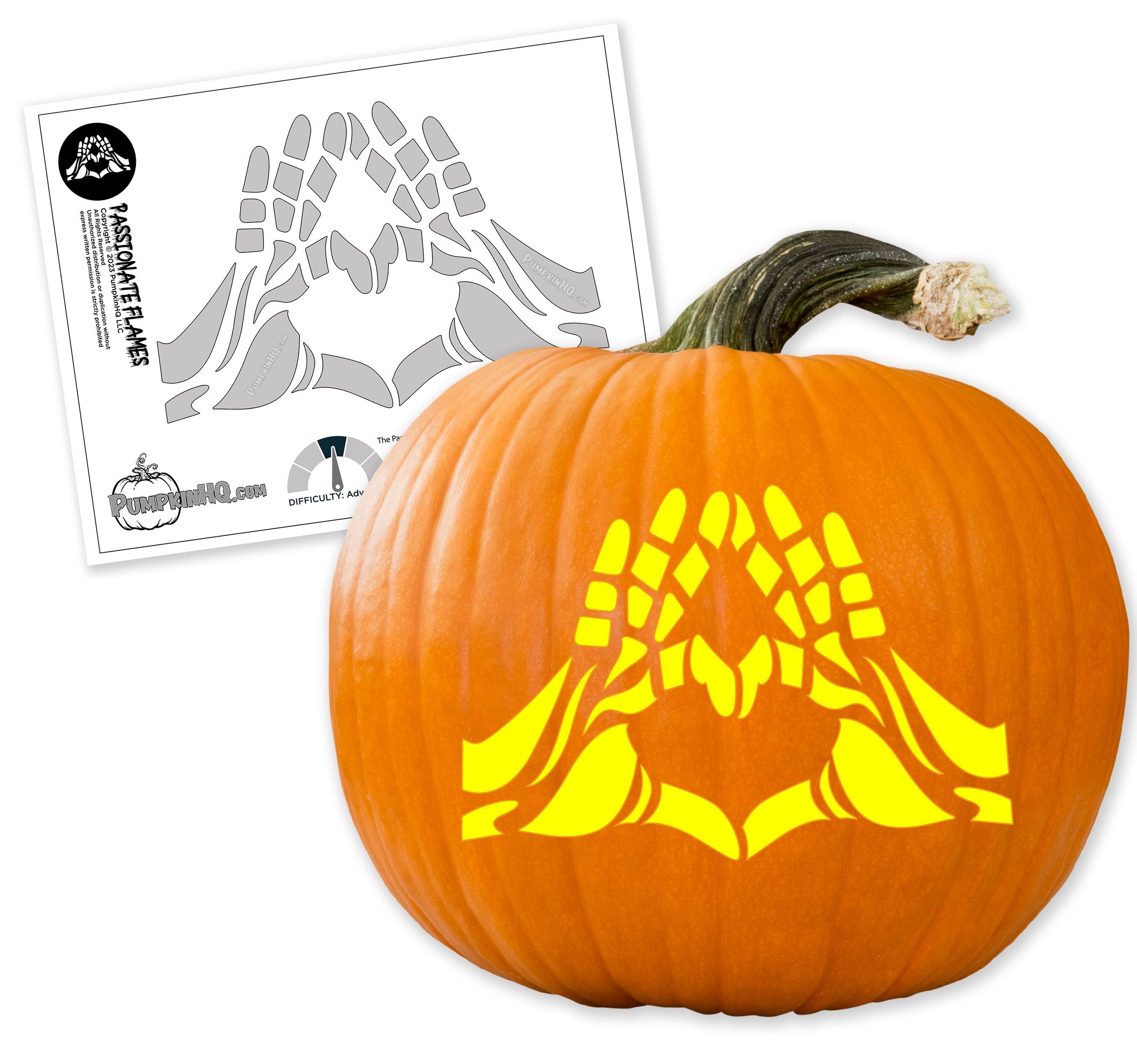 Heart Hands Pumpkin Carving Stencil