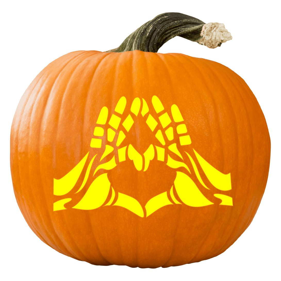 Heart & Hands Pumpkin Carving Stencil - Pumpkin HQ