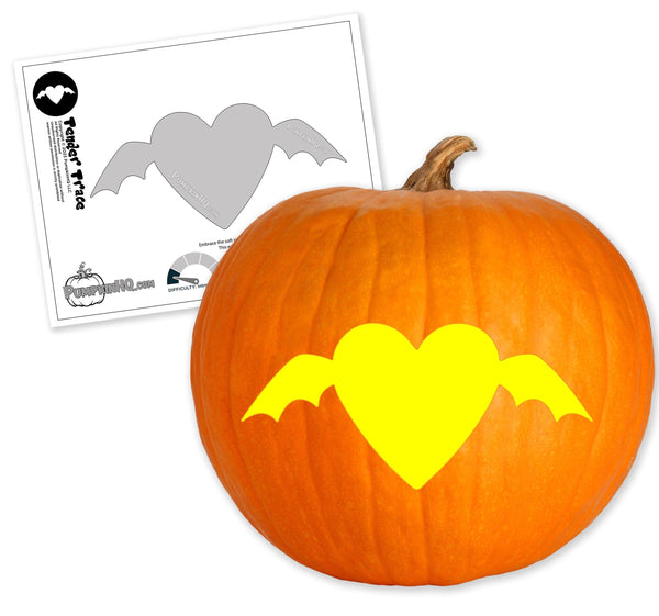 Heart Bat Wings Pumpkin Carving Stencil - Pumpkin HQ