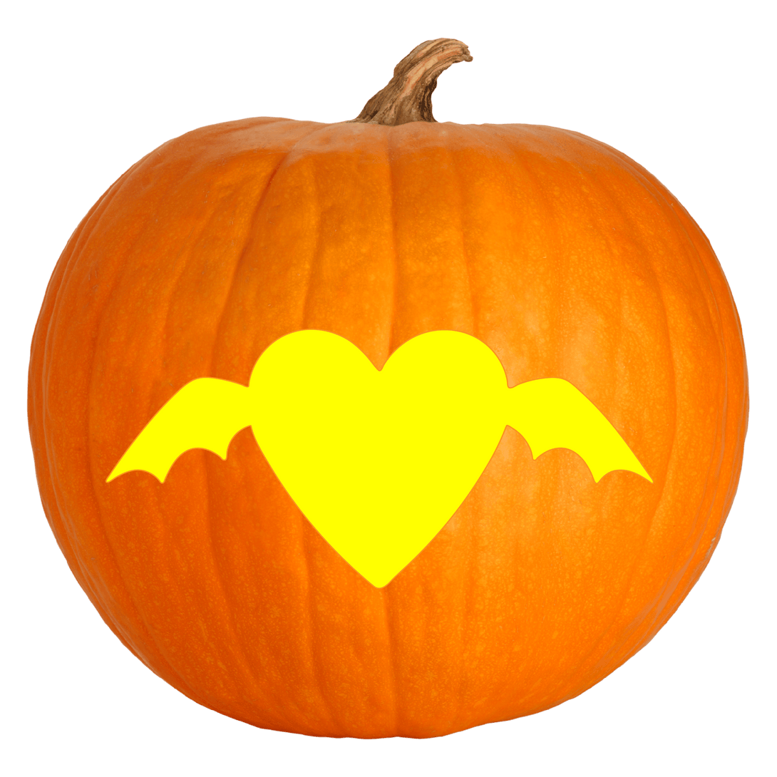 Heart Bat Wings Pumpkin Carving Stencil Pumpkin HQ