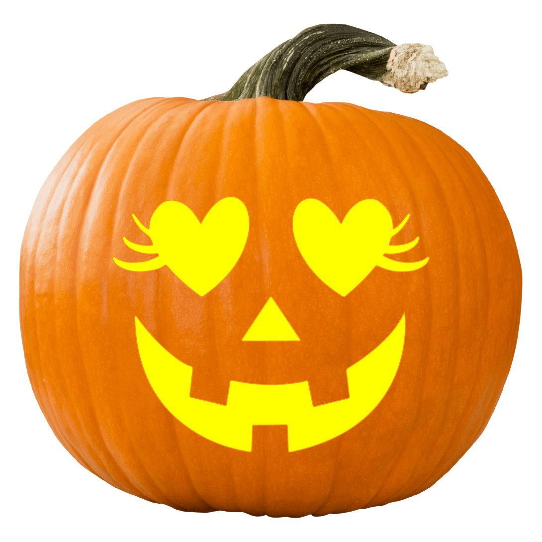 Heart Eyes Pumpkin Carving Stencil - Pumpkin HQ