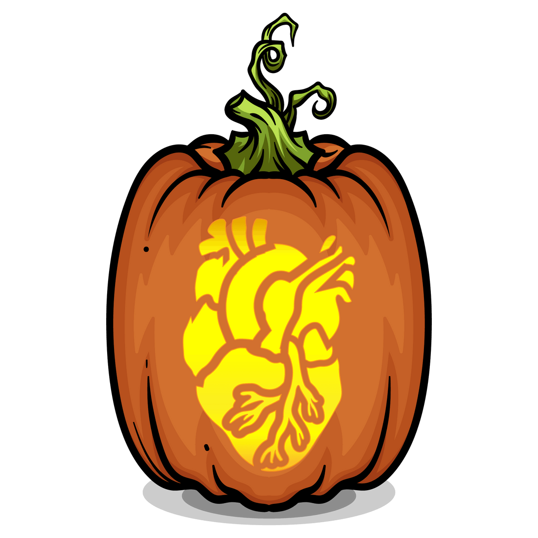 Heartbeat Heart Pumpkin Carving Stencil - Pumpkin HQ