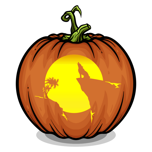 Howling Wolf & Moon Pumpkin Carving Stencil - Pumpkin HQ