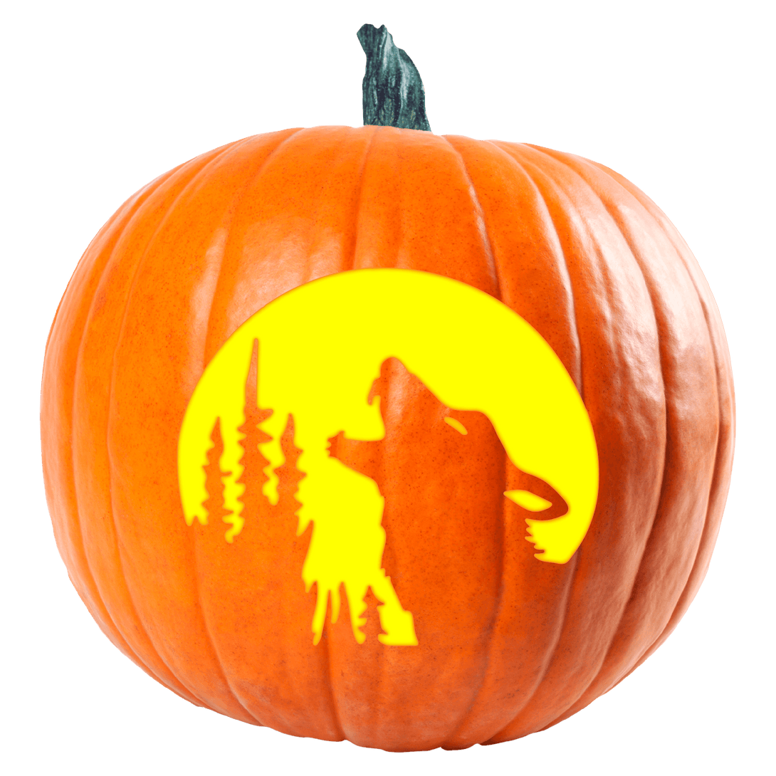 Howling Wolf Moon Pumpkin Carving Stencil - Pumpkin HQ