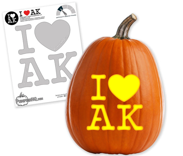 I Heart AK Pumpkin Carving Stencil - Pumpkin HQ