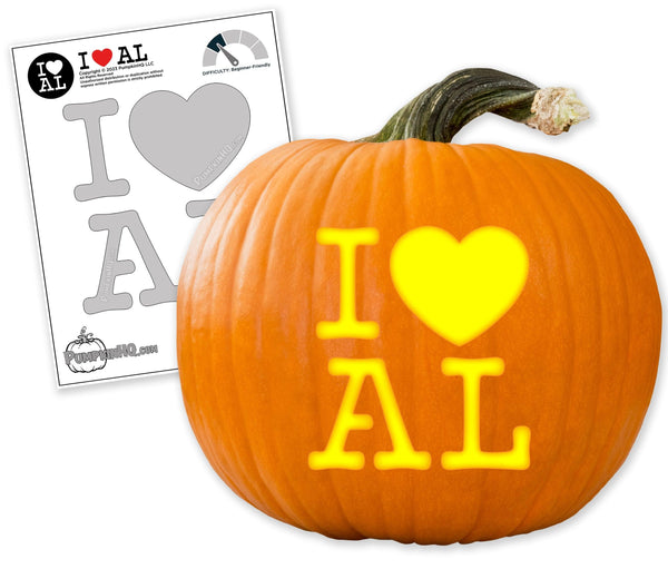 I Heart AL Pumpkin Carving Stencil - Pumpkin HQ