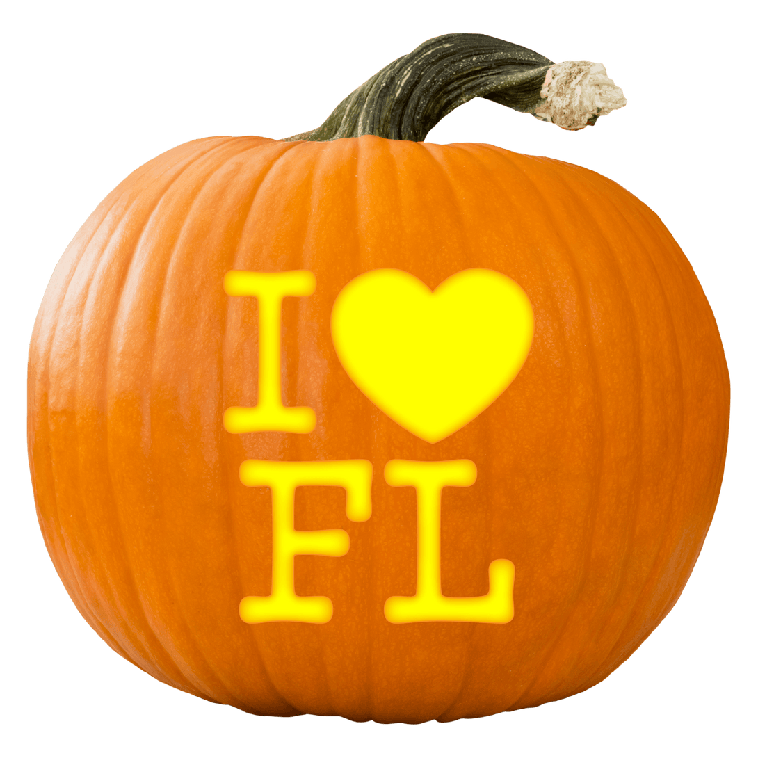 I Heart FL Pumpkin Carving Stencil - Pumpkin HQ