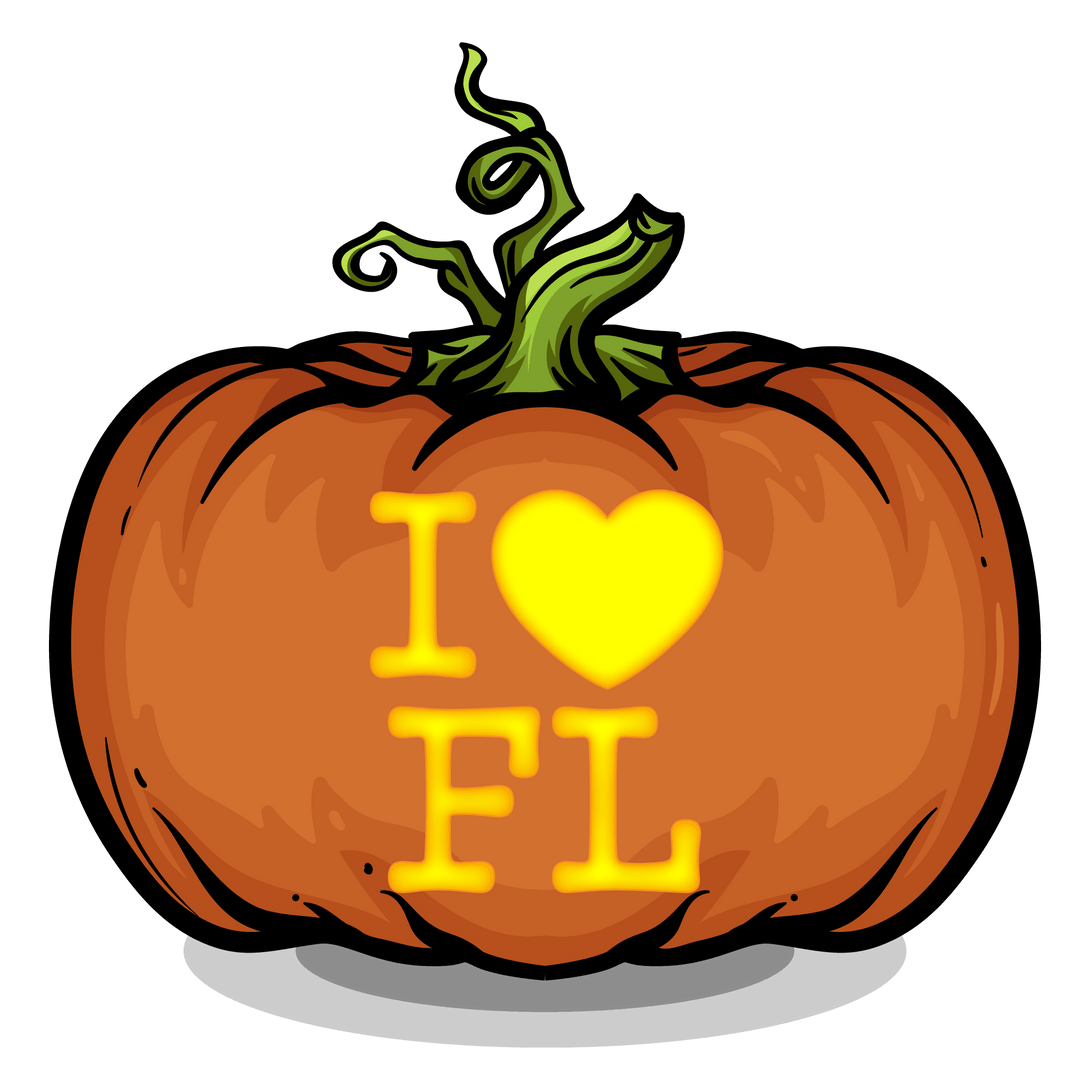 I Heart FL Pumpkin Carving Stencil - Pumpkin HQ