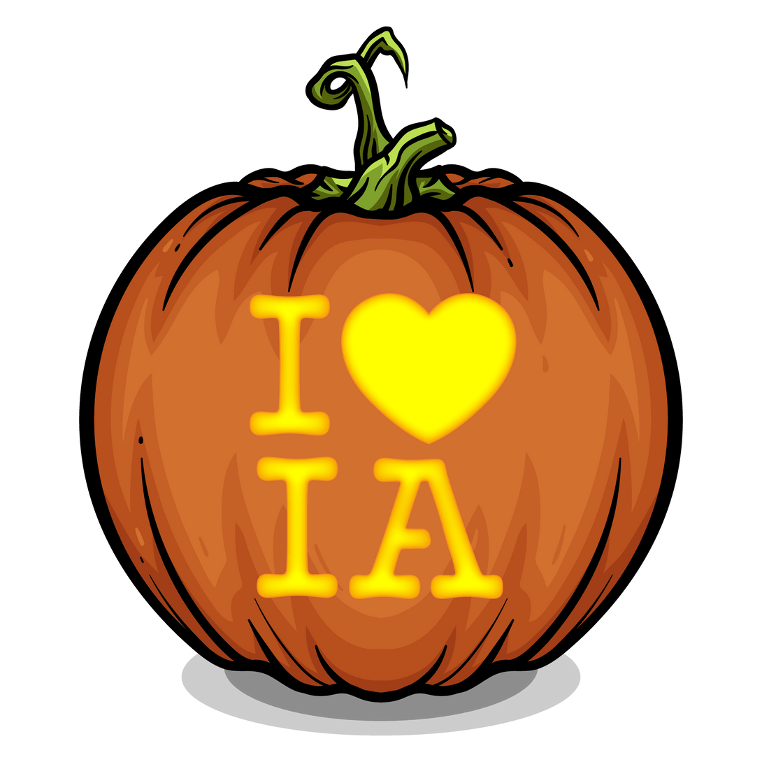 I Heart IA Pumpkin Carving Stencil - Pumpkin HQ