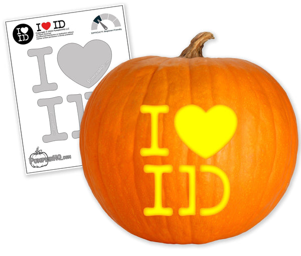 I Heart ID Pumpkin Carving Stencil - Pumpkin HQ