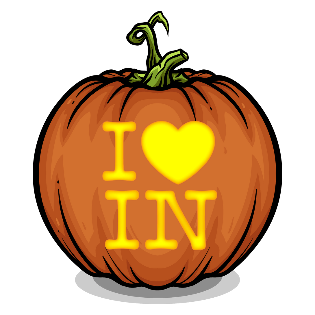 I Heart IN Pumpkin Carving Stencil - Pumpkin HQ