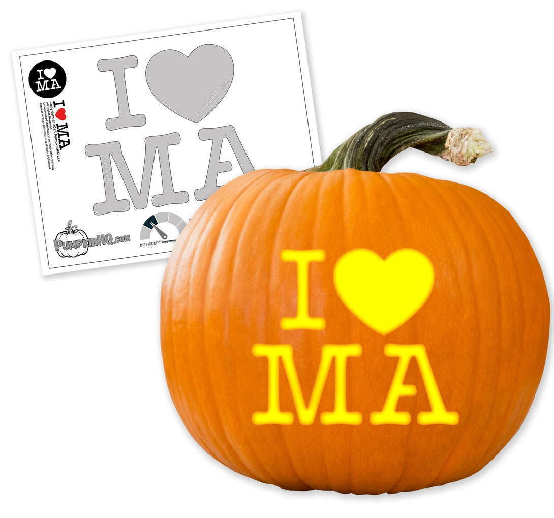 I Heart MA Pumpkin Carving Stencil - Pumpkin HQ