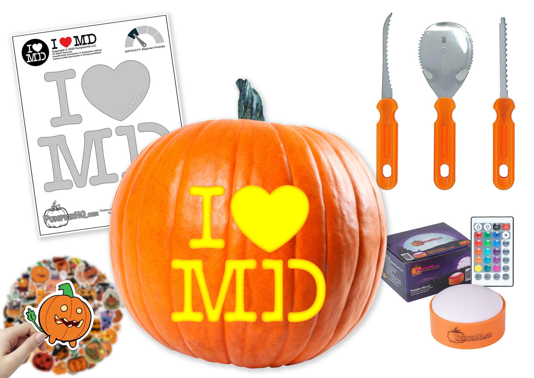 I Heart MD Pumpkin Carving Stencil - Pumpkin HQ