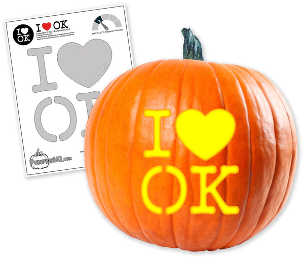 I Heart OK Pumpkin Carving Stencil - Pumpkin HQ