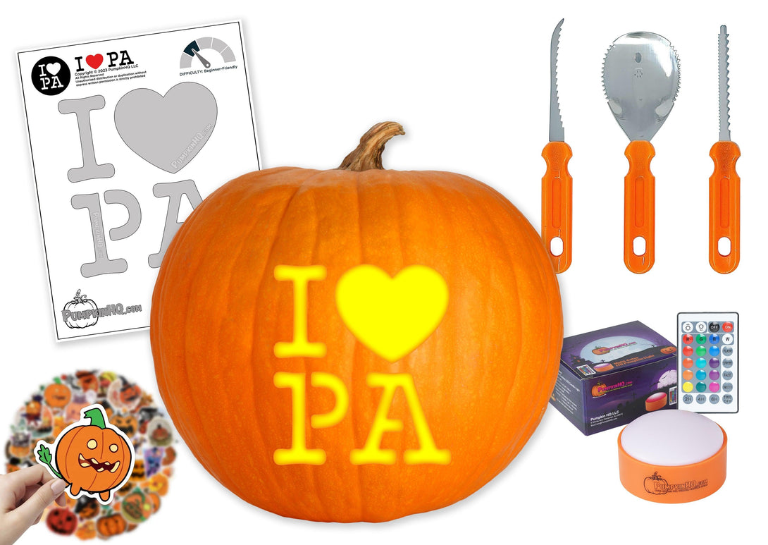 I Heart PA Pumpkin Carving Stencil - Pumpkin HQ