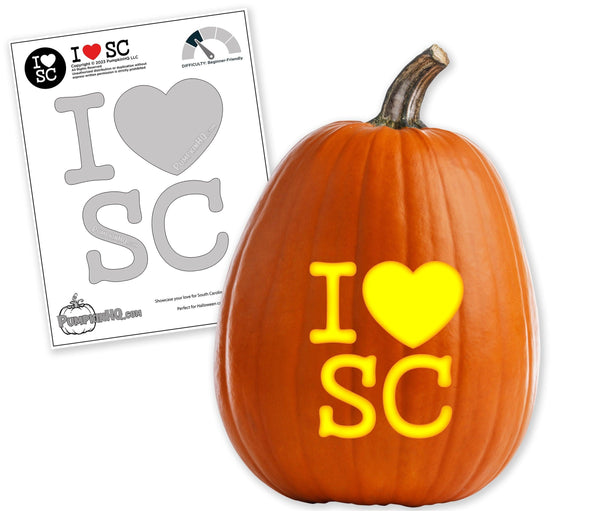 I Heart SC Pumpkin Carving Stencil - Pumpkin HQ