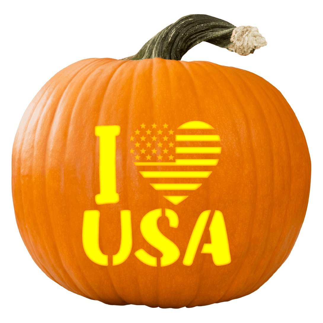 I Heart The USA Pumpkin Carving Stencil - Pumpkin HQ