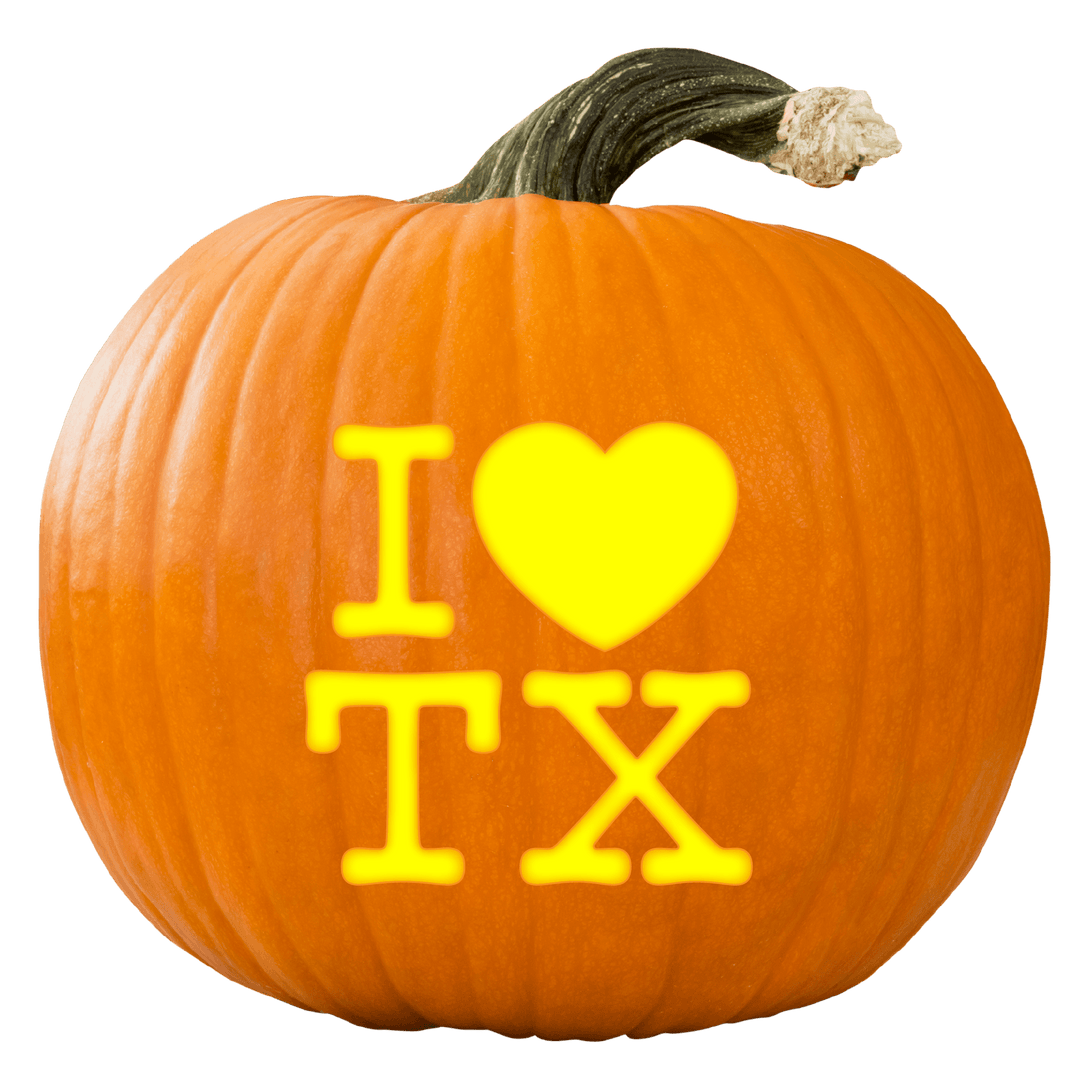 I Heart TX Pumpkin Carving Stencil - Pumpkin HQ