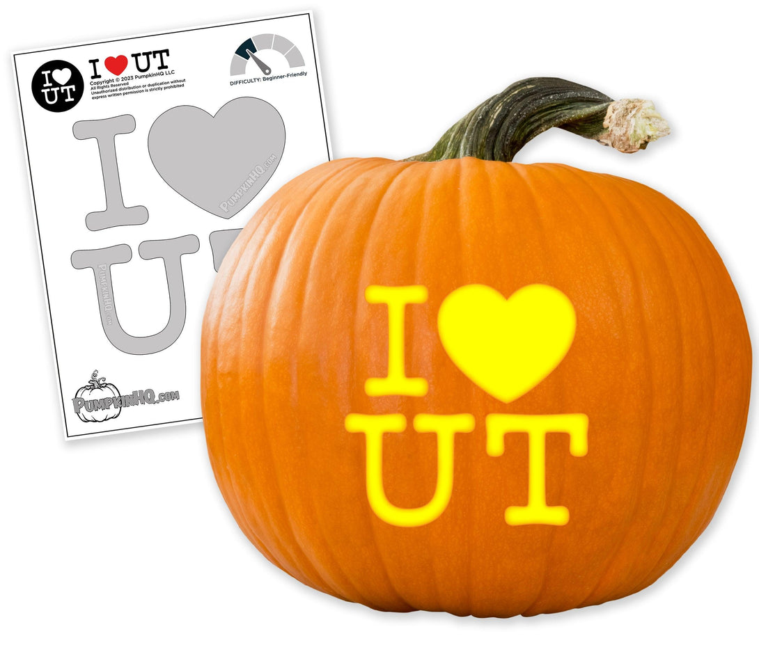 I Heart UT Pumpkin Carving Stencil - Pumpkin HQ