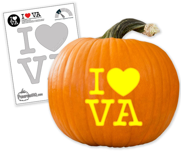 I Heart VA Pumpkin Carving Stencil - Pumpkin HQ