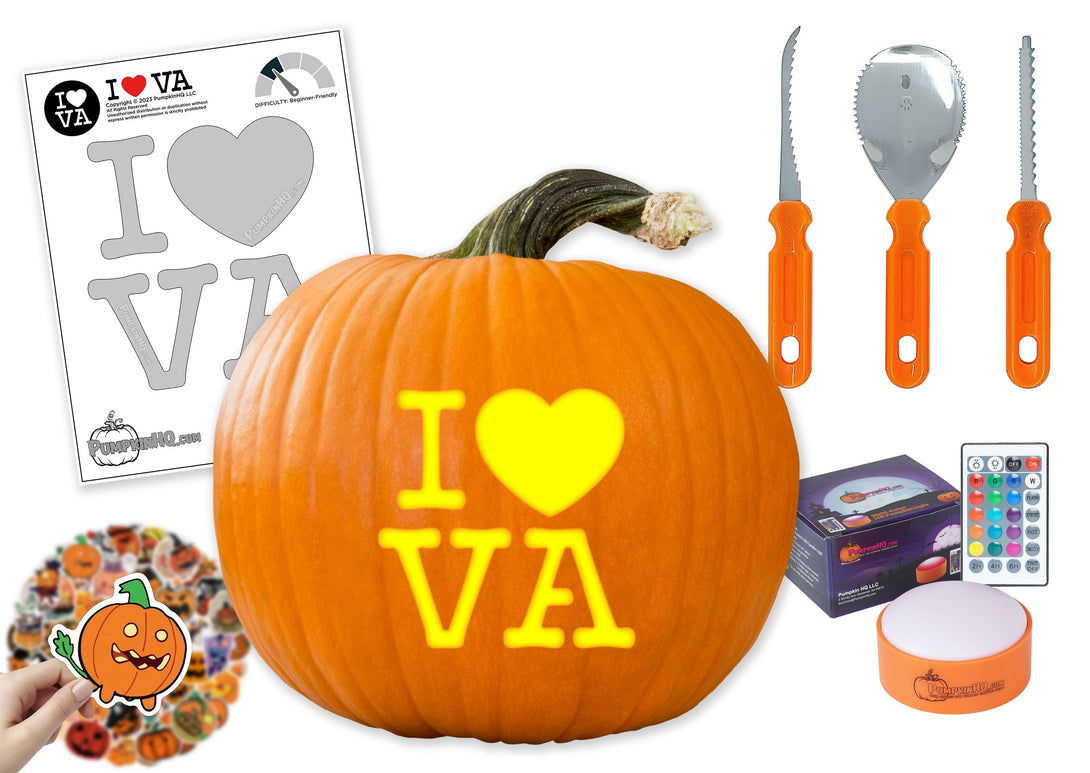 I Heart VA Pumpkin Carving Stencil - Pumpkin HQ