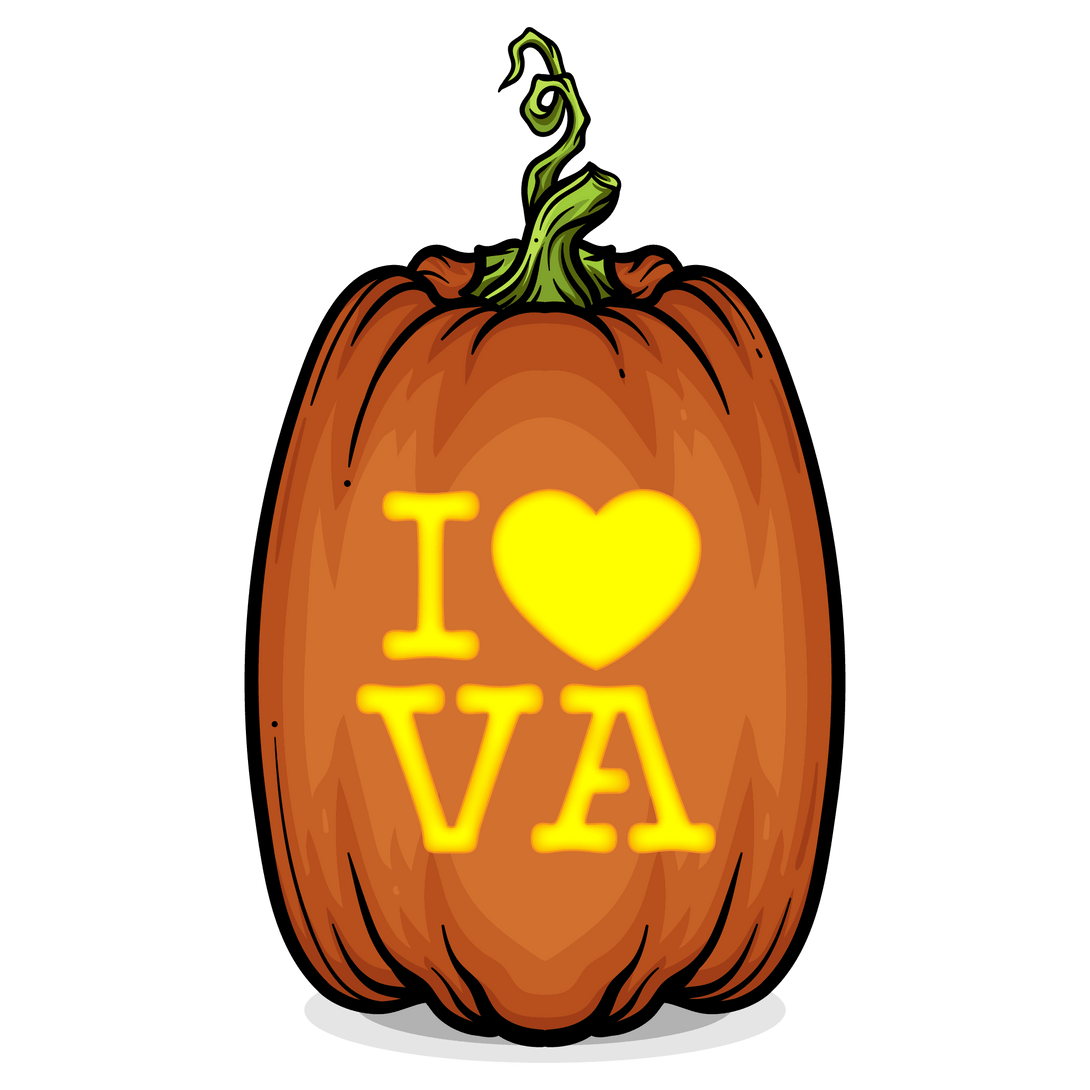 I Heart VA Pumpkin Carving Stencil - Pumpkin HQ