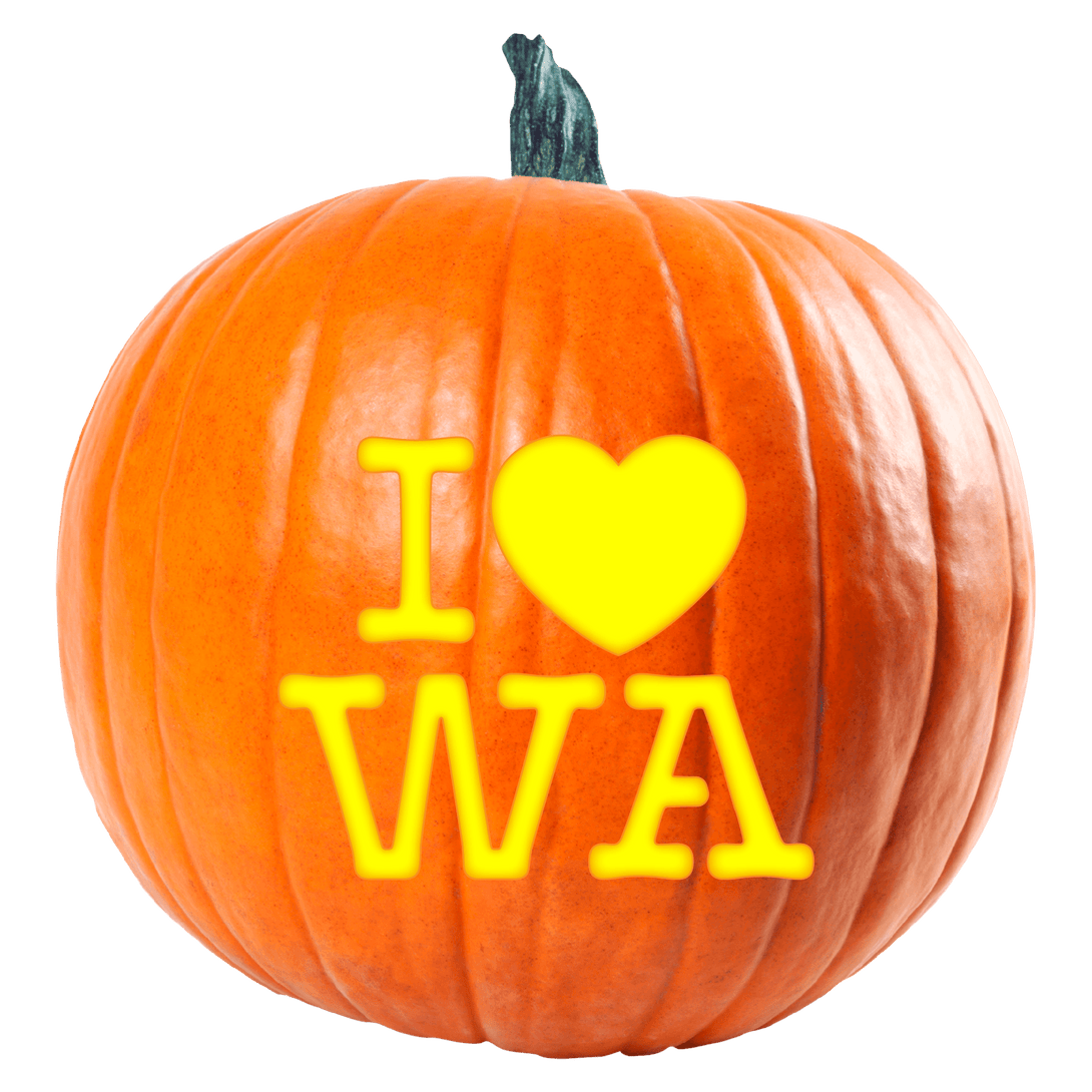 I Heart WA Pumpkin Carving Stencil - Pumpkin HQ