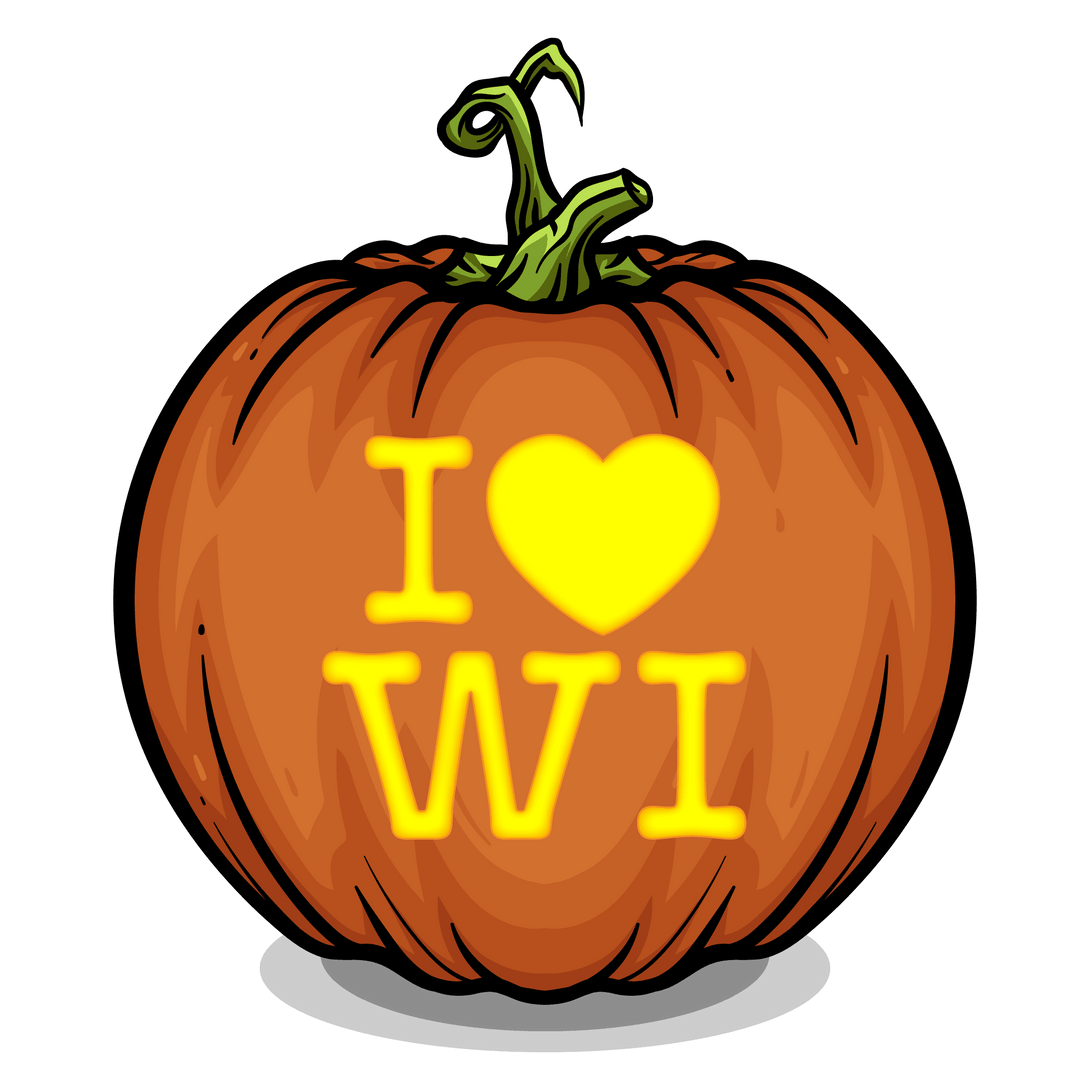 I Heart WI Pumpkin Carving Stencil - Pumpkin HQ