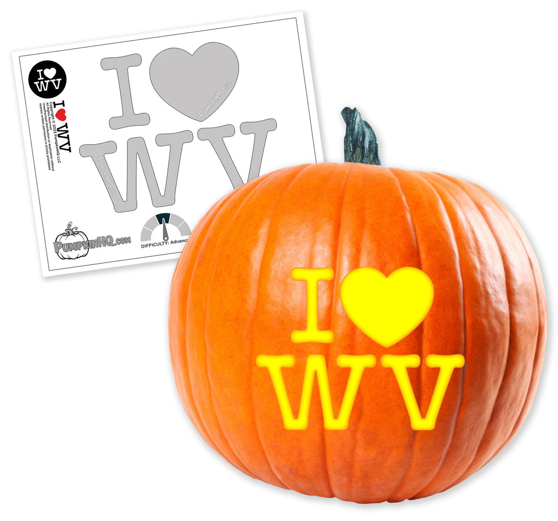 I Heart WV Pumpkin Carving Stencil - Pumpkin HQ