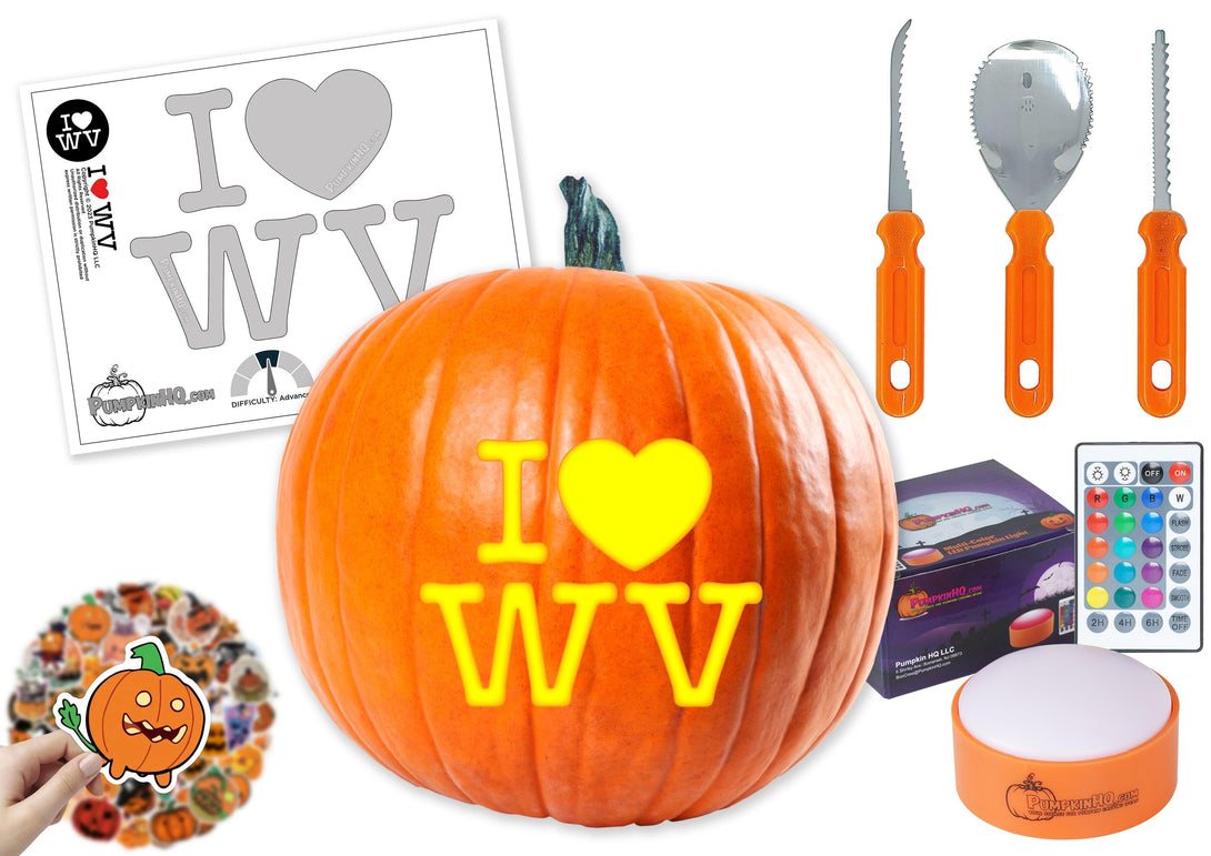 I Heart WV Pumpkin Carving Stencil - Pumpkin HQ