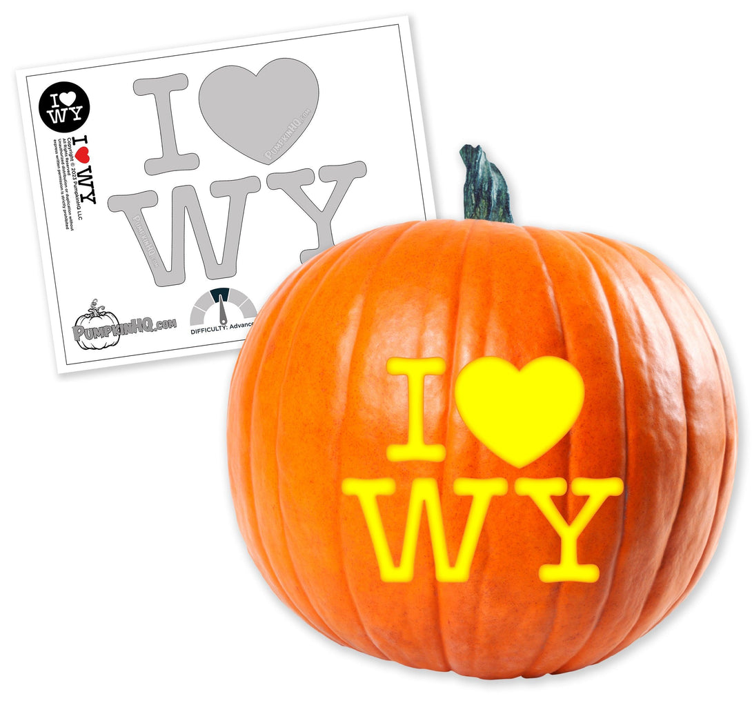 I Heart WY Pumpkin Carving Stencil - Pumpkin HQ