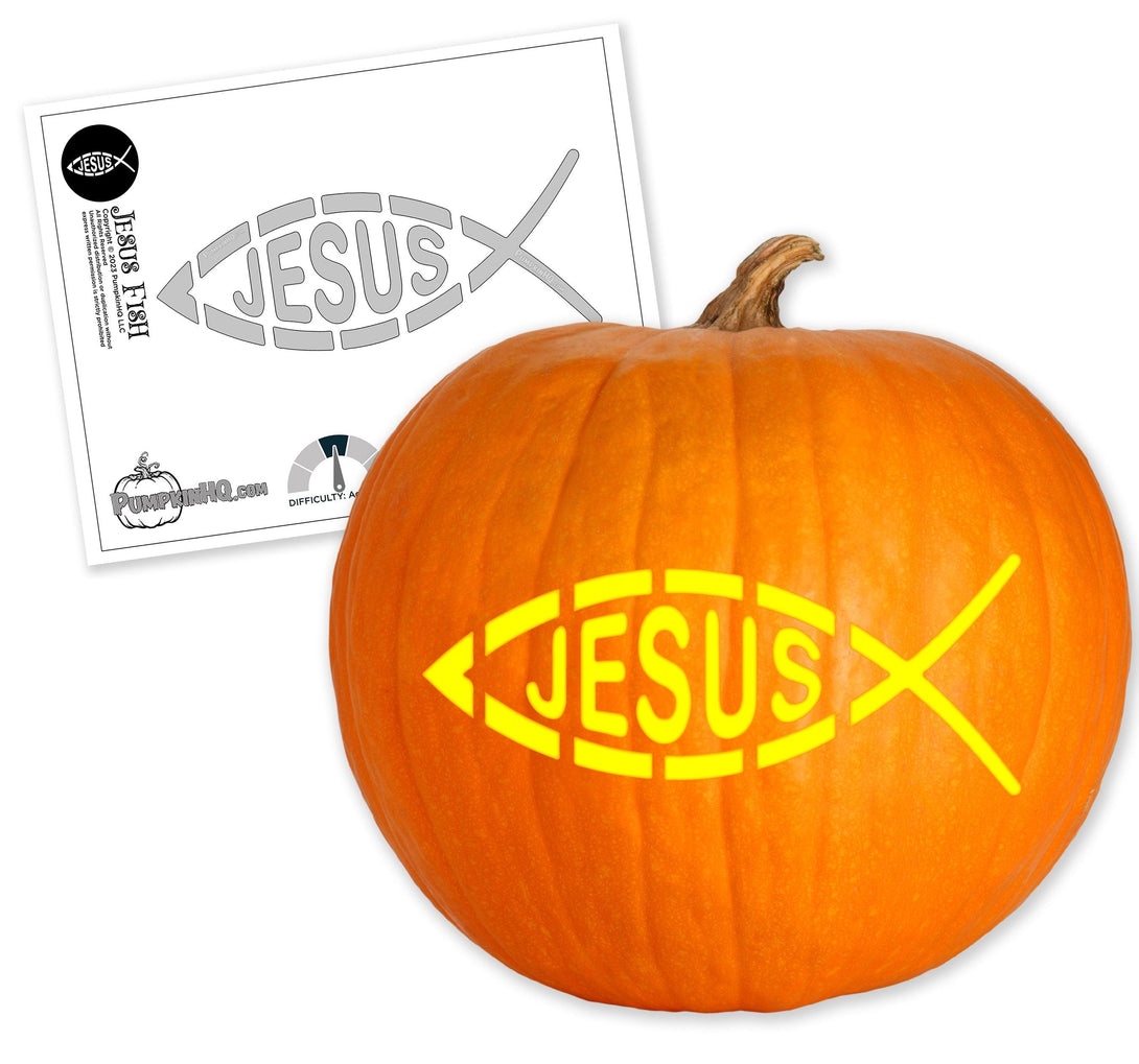 Jesus Fish Pumpkin Carving Stencil - Pumpkin HQ