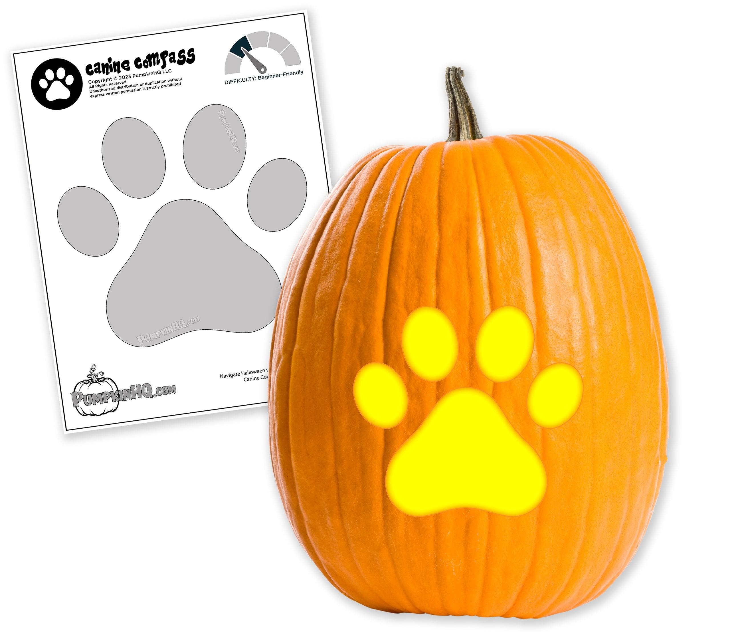 Large Paw Print Pumpkin Carving Stencil - Pumpkin HQ