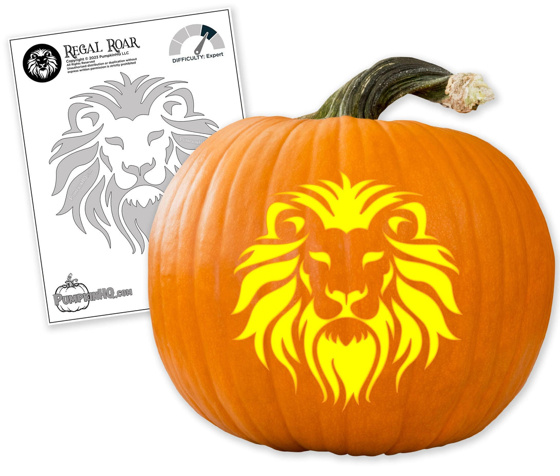 Lions Roar Pumpkin Carving Stencil - Pumpkin HQ lions-roar-pumpkin-carving-stencil-pumpkin-hq