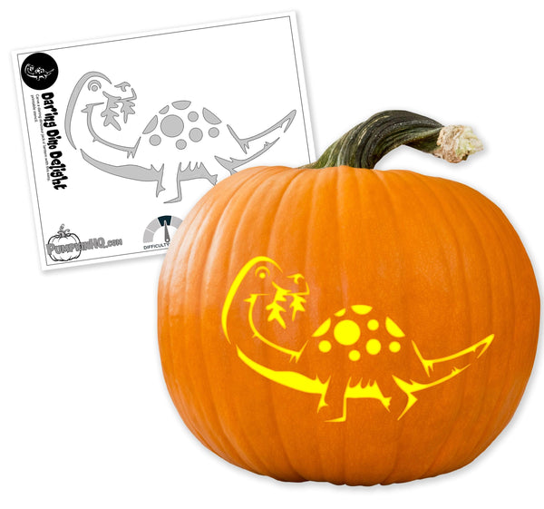 Long Neck Dino Delight Pumpkin Carving Stencil - Pumpkin HQ