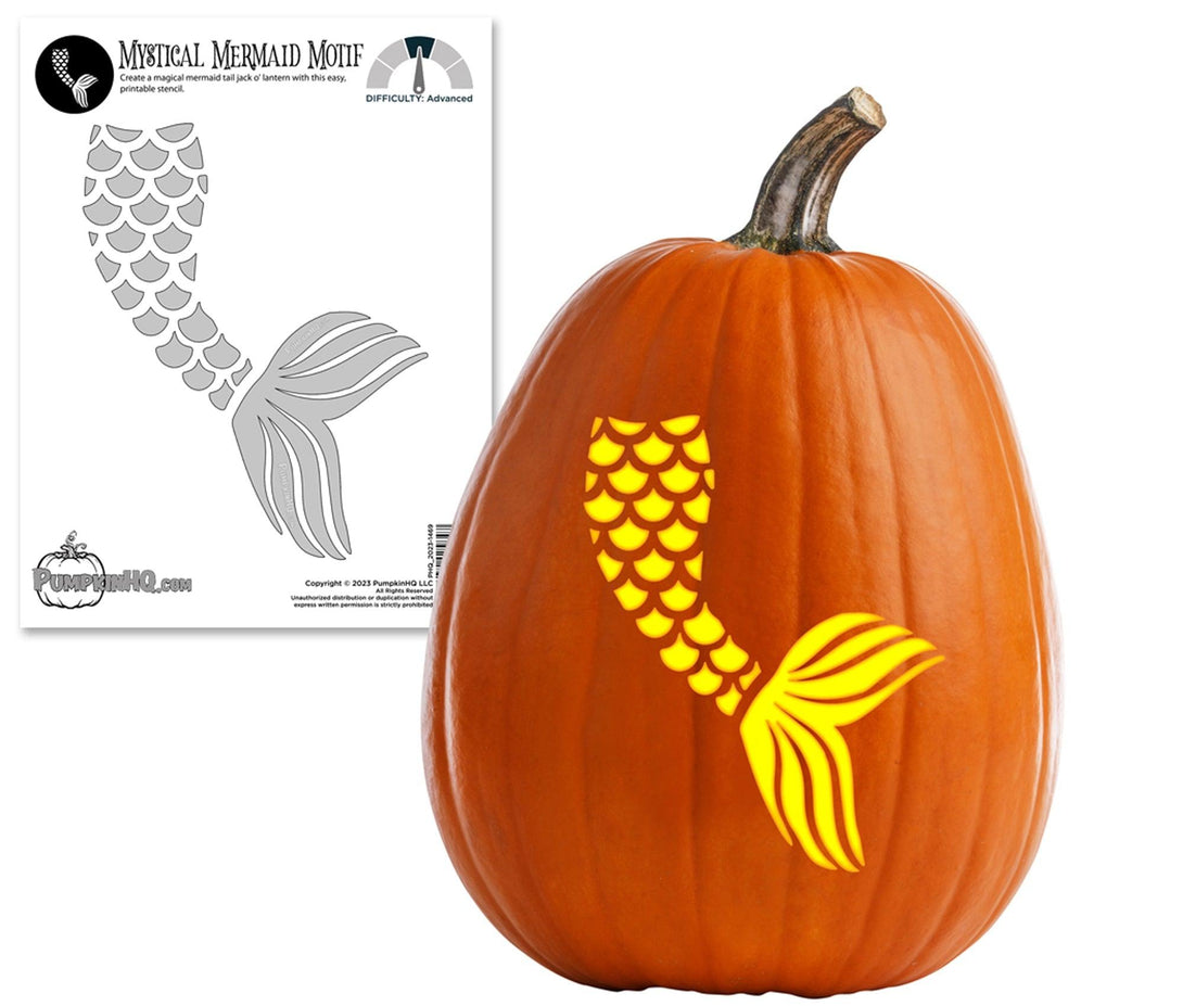 Mermaid Tail Pumpkin Carving Stencil - Pumpkin HQ