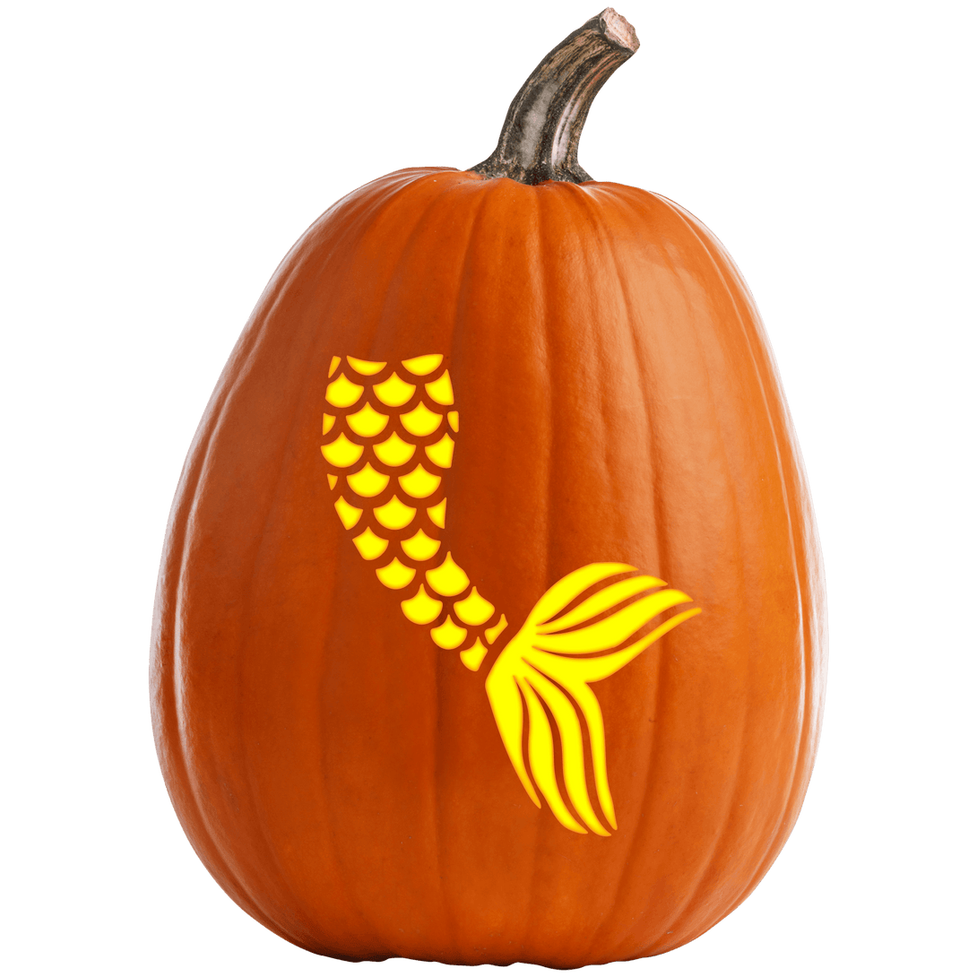 Mermaid Tail Pumpkin Carving Stencil - Pumpkin HQ