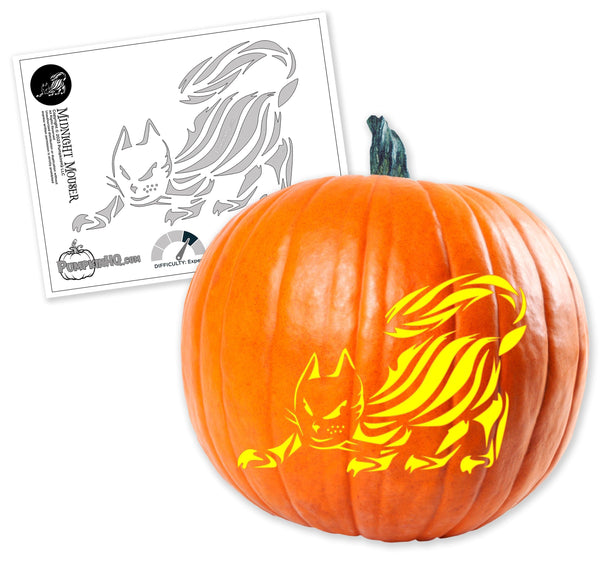 Midnight Cat Pumpkin Carving Stencil - Pumpkin HQ