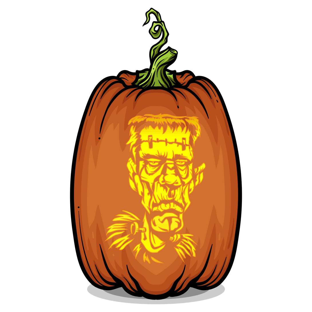 Monster Frankenstein Pumpkin Carving Stencil - Pumpkin HQ