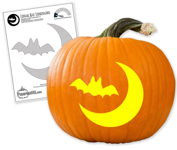 Moon & Bat Pumpkin Carving Stencil - Pumpkin HQ