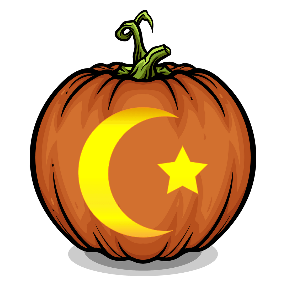 Moon & Star Pumpkin Carving Stencil - Pumpkin HQ