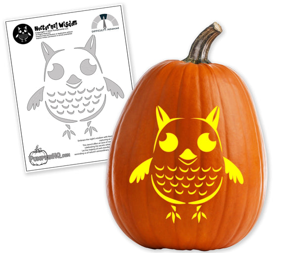 Night Owl Pumpkin Carving Stencil - Pumpkin HQ