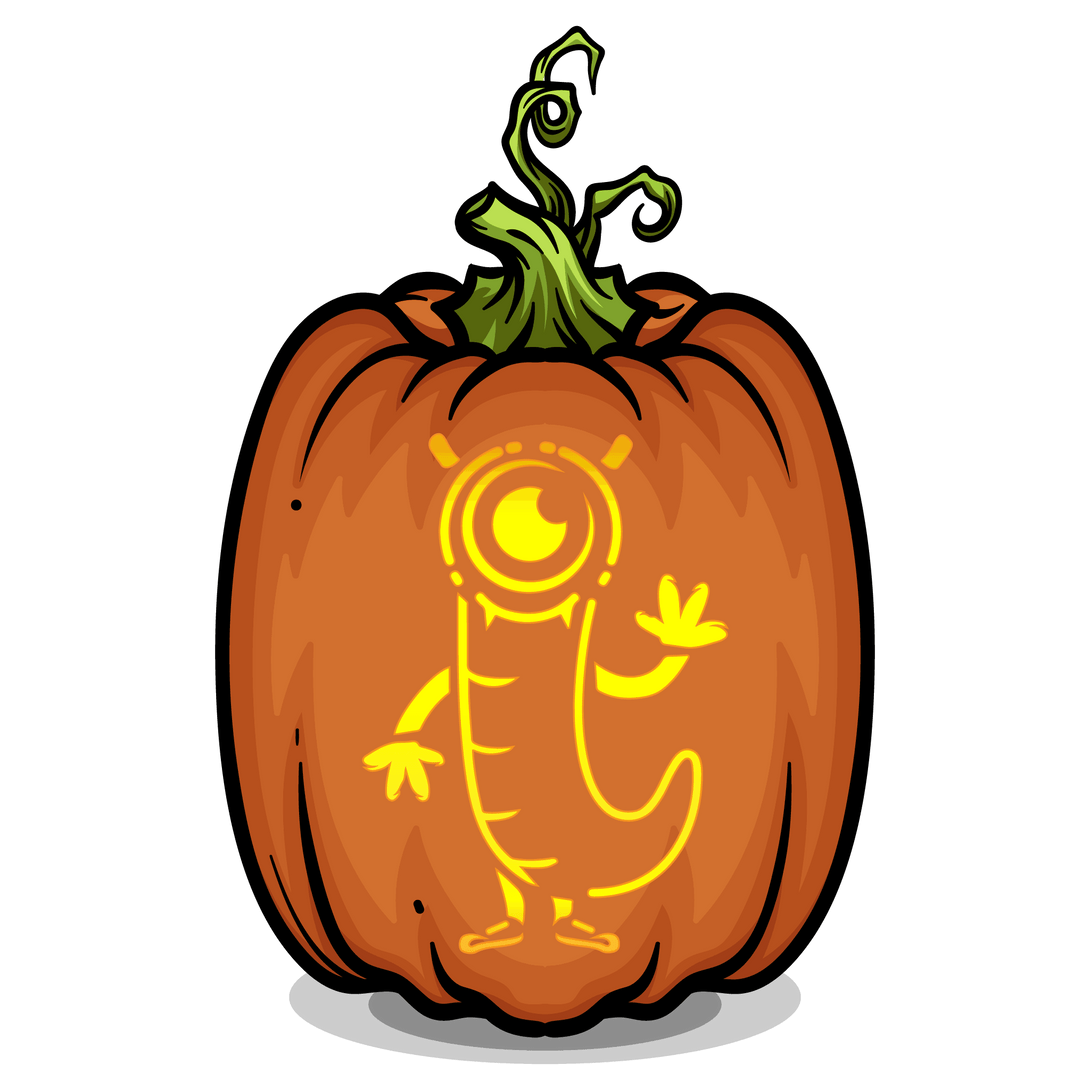 One-Eye Worm Pumpkin Carving Stencil - Pumpkin HQ