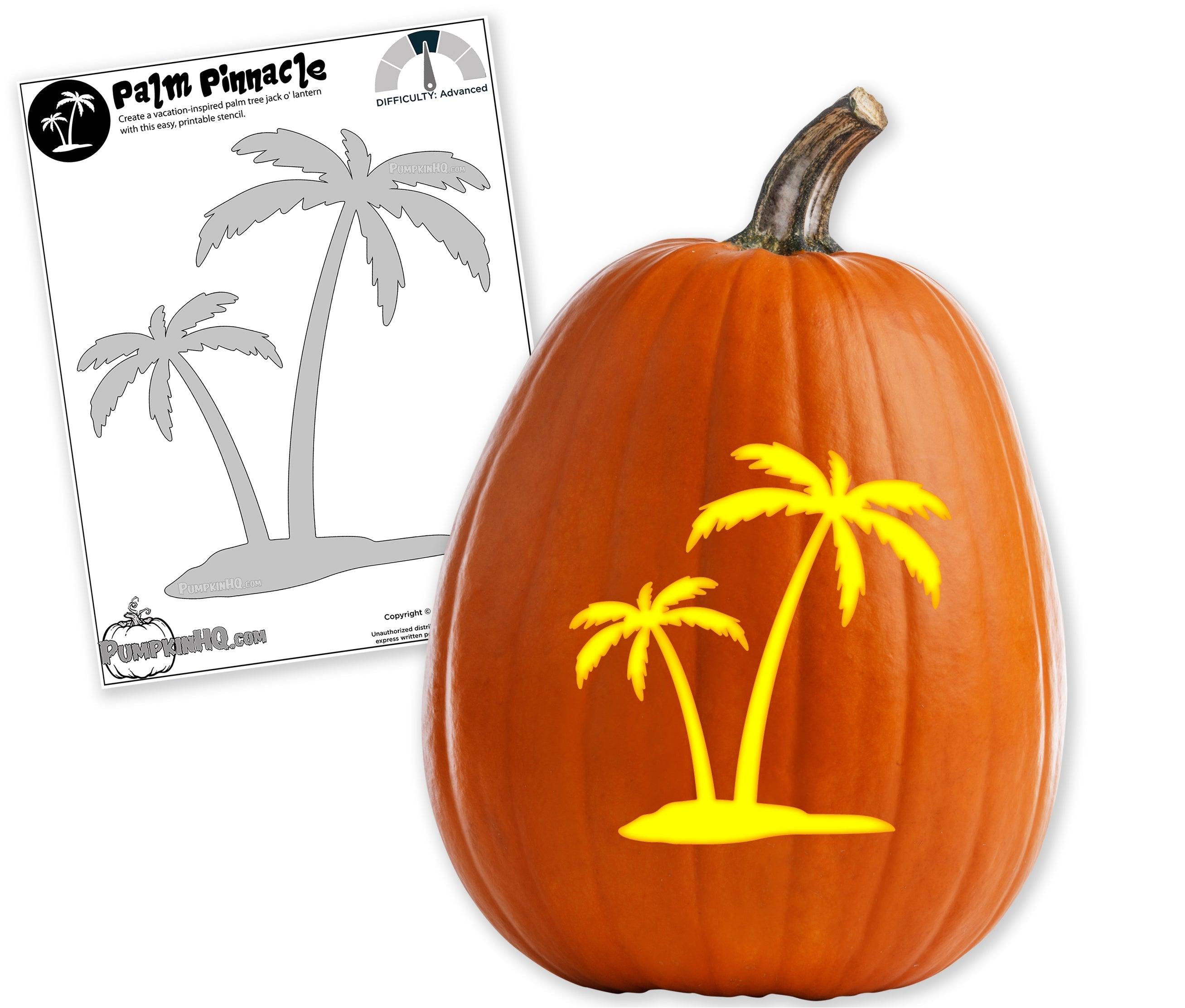 Palm Tree Pumpkin Carving Stencil - Pumpkin HQ