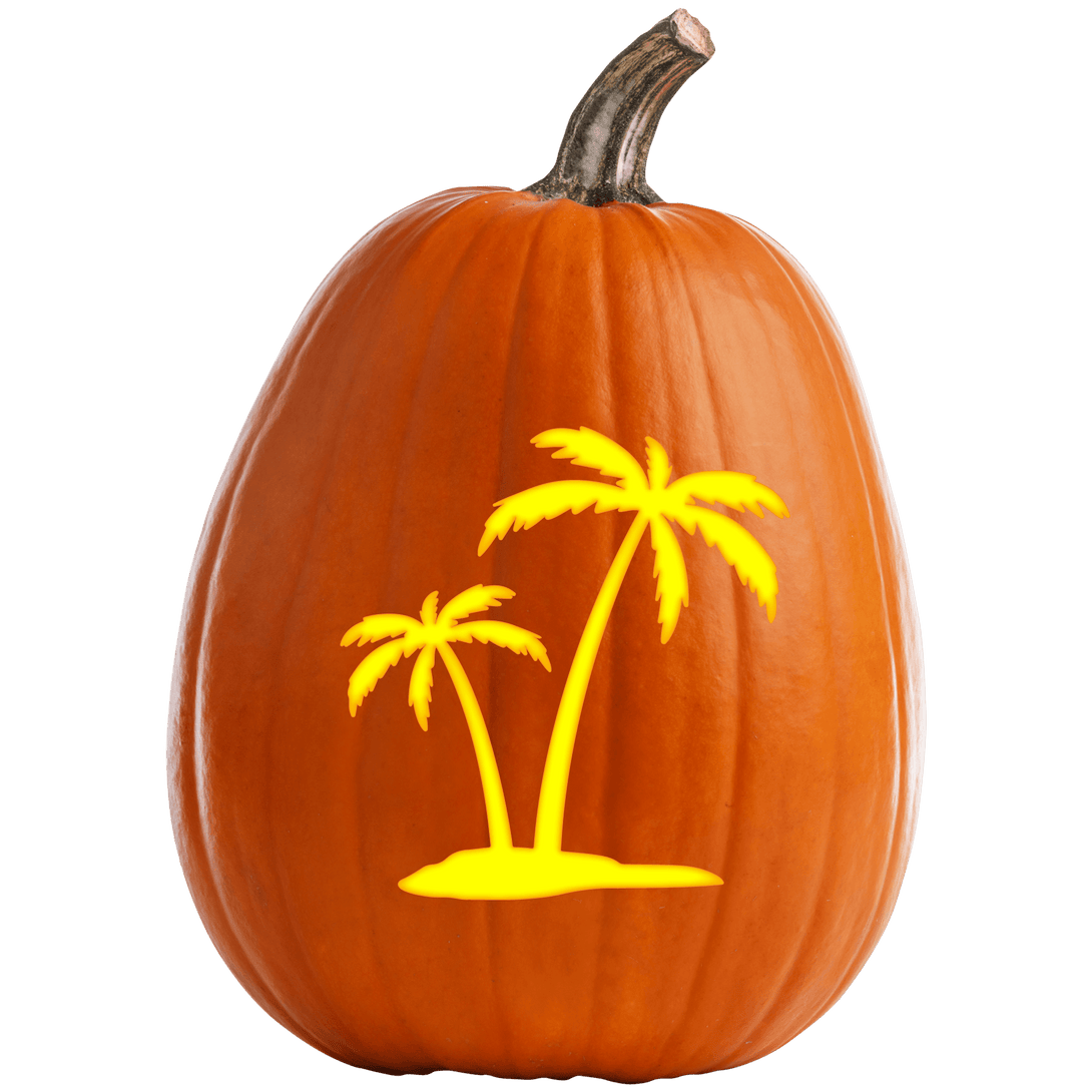 Palm Tree Pumpkin Carving Stencil - Pumpkin HQ